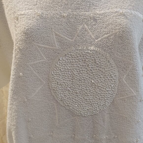 White Sunshine Sequins & Pearls Short Sleeve Shirt - Picture 2 of 4